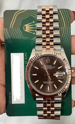 Rolex datejust 36, Chocolate Dial, Jubilee bracelet, 36 mm, Oystersteel and everose gold ref. 126231 - Image 2