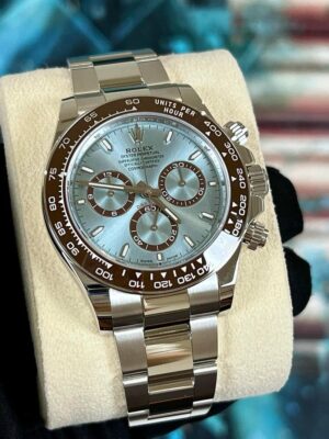 Rolex Cosmograph daytona, Oysterm 40mm, platinum, Ice-blue dial, oyster bracelet, chestnut brown cerachrom bezel, 126506 - Image 2