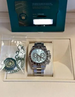 Rolex Cosmograph daytona, Oysterm 40mm, platinum, Ice-blue Diamond dial, oyster bracelet, chestnut brown cerachrom bezel, 126506 - Image 2