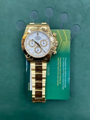 Rolex Cosmograph Daytona, oyster, 40mm, 18 kt Yellow gold, White dial, Oyster bracelet, 18 kt Yellow gold bezel, ref 126508 - Image 2