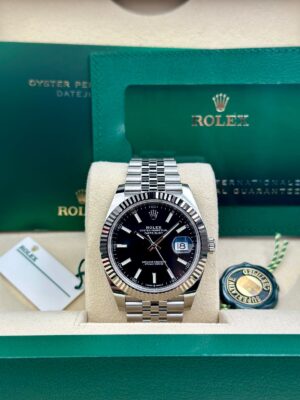 Rolex Datejust 41, Oyster, 41 mm, Oystersteel and White Gold, Black Index dial, Jubilee bracelet, 126334 - Image 2