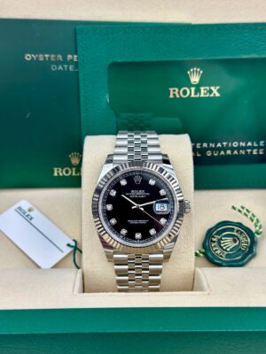 Rolex Datejust 41, Oyster, 41 mm, Oystersteel and White Gold, Black Diamond-set dial, Jubilee bracelet, 126334 - Image 2