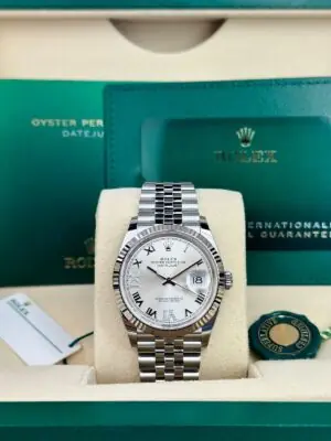 Rolex Datejust 36, Oyster, 36 mm, Oystersteel and white gold, Silver Diamond-set Roman Dial, Jubilee Bracelet, 126234 - Image 2