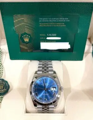 Rolex Datejust 41, Oyster, 41 mm, Oystersteel, Azzurro-blue Roman Dial, Jubilee Bracelet, 126300 - Image 2