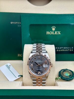 Rolex  Datejust 36, Oyster, 36 mm, Oystersteel and Everose gold features,  slate Roman diamond-set dial, jubilee bracelet, 126231