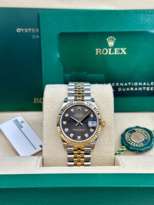 Rolex  Datejust 31, Oyster, 31 mm, Oystersteel and Yellow gold features,  dark, grey, diamond-set dial, jubilee bracelet, 278273 - Image 2