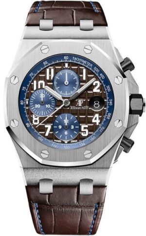 Audemars Piguet Royal Oak Offshore selfwinding chronograph, 42mm, Brown dial, Blue counters. ref 26470ST