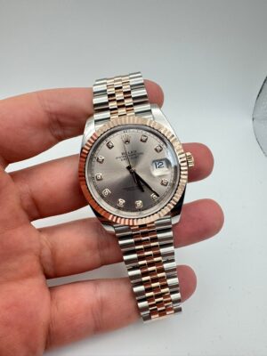 ROLEX DATEJUST 41, OYSTER, 41 MM, OYSTERSTEEL AND EVEROSE GOLD, DIAMOND SUNDUST DIAL, JUBILEE BRACELET, REF 126331