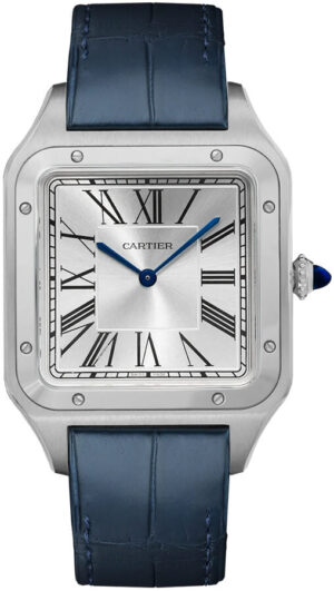 Cartier Santos-Dumont,Extra Large, 38 mm, Silver satin-finish Roman dial, Steel, referencia WSSA0023