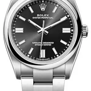 Rolex Oyster Perpetual 36, Oyster bracelet, 36 mm, Oystersteel, Bright black Dial, 126000