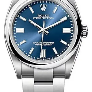 Rolex Oyster Perpetual 36, Oyster bracelet, 36 mm, Oystersteel, Bright blue Dial, 126000