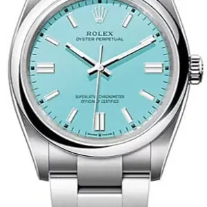 Rolex Oyster Perpetual 36, Oyster bracelet, 36 mm, Oystersteel, turquoise Blue Dial, 126000