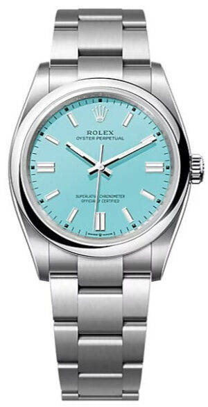 Rolex Oyster Perpetual 36, Oyster bracelet, 36 mm, Oystersteel, turquoise Blue Dial, 126000