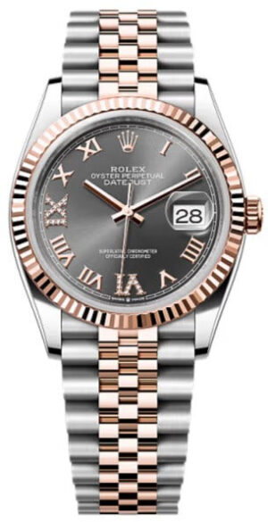 Rolex  Datejust 36, Oyster, 36 mm, Oystersteel and Everose gold features,  slate Roman diamond-set dial, jubilee bracelet, 126231 - Image 2