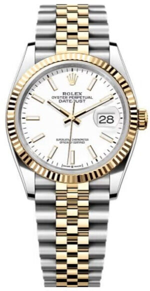 Rolex  Datejust 36, Oyster, 36 mm, Oystersteel and yellow gold features,  white dial, jubilee bracelet, 126233