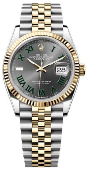 Rolex  Datejust 36, Oyster, 36 mm, Oystersteel and yellow gold,  slate dial, jubilee bracelet, 126233