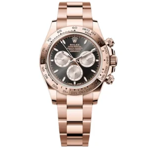 Rolex Cosmograph daytona, Oyster, 40 mm, 18kt Everose gold, Black Dial, 18kt Everose gold bezel and Oyster bracelet, 126505