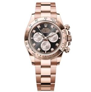 Rolex Cosmograph daytona, Oyster, 40 mm, 18kt Everose gold, Black Diamond Dial, 18kt Everose gold bezel and Oyster bracelet, 126505