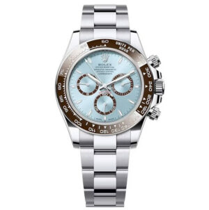 Rolex Cosmograph daytona, Oysterm 40mm, platinum, Ice-blue dial, oyster bracelet, chestnut brown cerachrom bezel, 126506