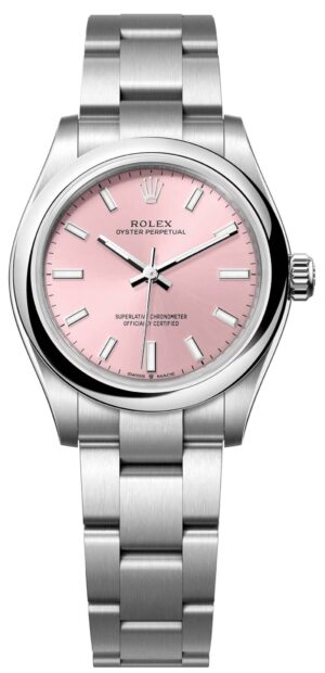 Rolex Oyster perpetual 31, Oyster, 31 mm, Oystersteel, Pink dial, Oyster bracelet, ref 277200