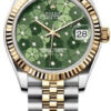 Rolex  Datejust 31, Oyster, 31 mm, Oystersteel and Yellow gold features,  Olive-green floral-motif, diamond-set dial, jubilee bracelet, 278273