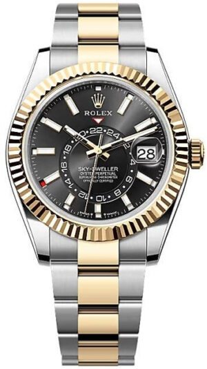 Rolex  sky-Dweller, Oyster, 42 mm, Oystersteel and Yellow gold,  Bright black dial, oyster bracelet, 336933