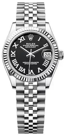 Rolex Datejust 31, Oyster, 31 mm, Oystersteel and White gold, Bright Black Roman Dial, Jubilee Bracelet ref. 278274