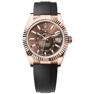 Rolex Sky-Dweller, Oyster, 42mm, chocolate dial oysterflex, everose gold, 336235